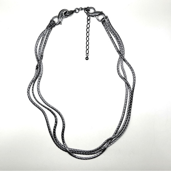 lia sophia “Classified” 3-strand necklace & “In the Groove” pendant, hematite - Picture 7 of 11